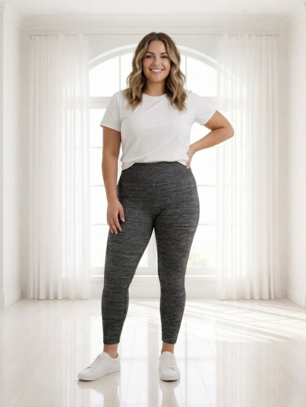 ShoSho Heathered Dark Grey High Waisted Leggings Athleisure L/XL